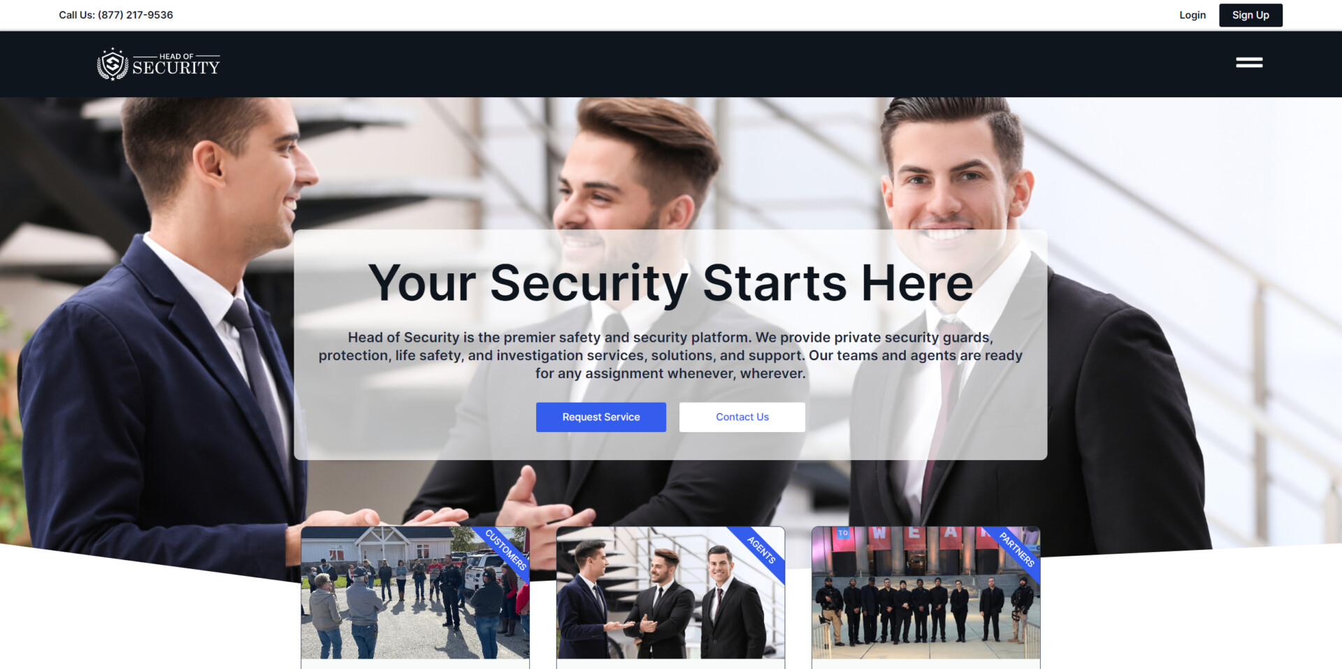 head of security website screenshot
